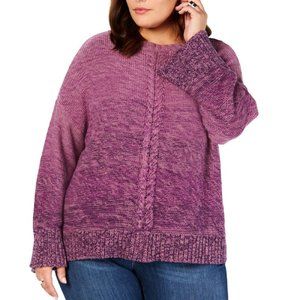 Style & Co 0X Grape Marled Braided Sweater NWT1C51